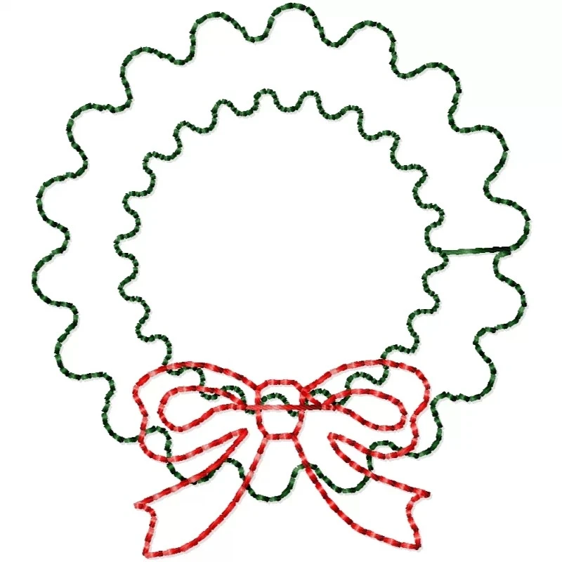 2x2 Freebie Christmas Wraeth Simple Outline Embroidery