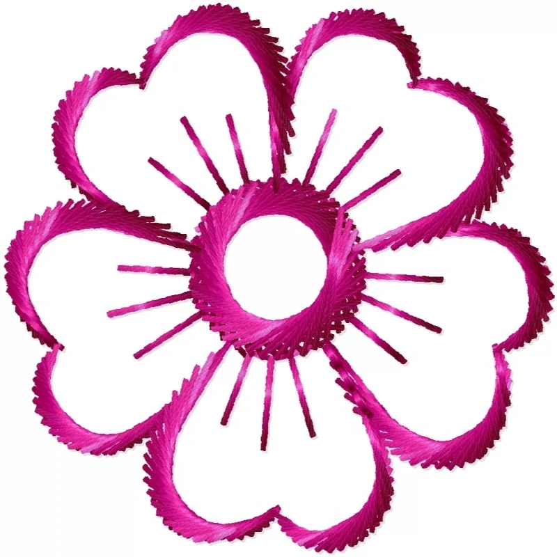 2X2 Outline Embroidery Flower Pattern Design