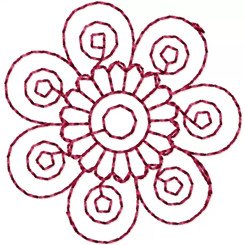2x2 Outline Floral Embroidery Design