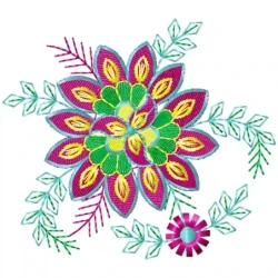 4x4 Colorful Floral Embroidery Design