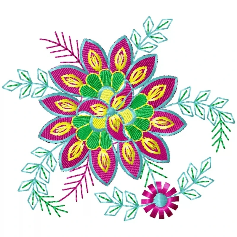 4x4 Colorful Floral Embroidery Design