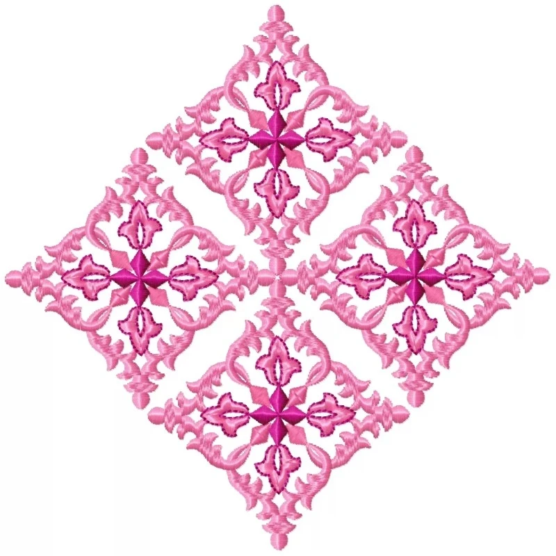 8x8 Diamond Shaped Machine Floral Embroidery