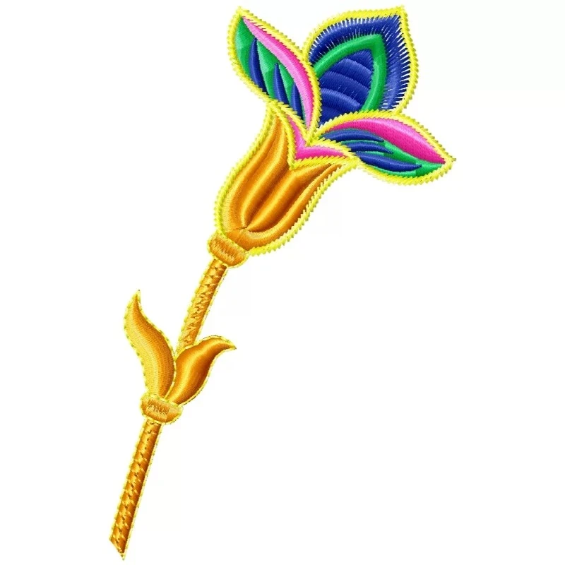 Abstract And Colorful Long Flower Embroidery Design