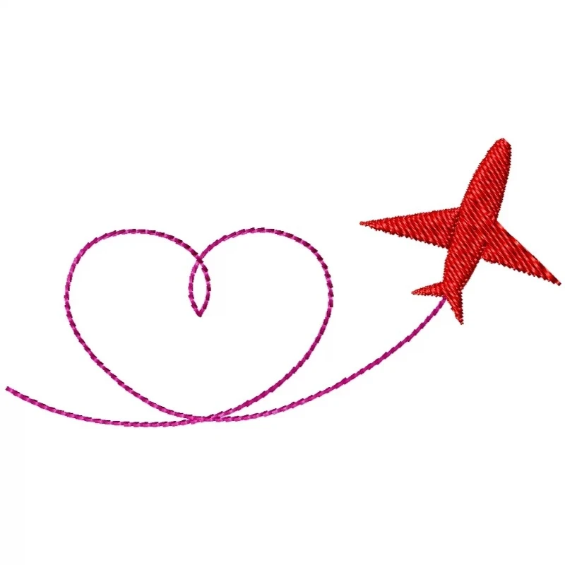 Airplane Valentine Embroidery Design