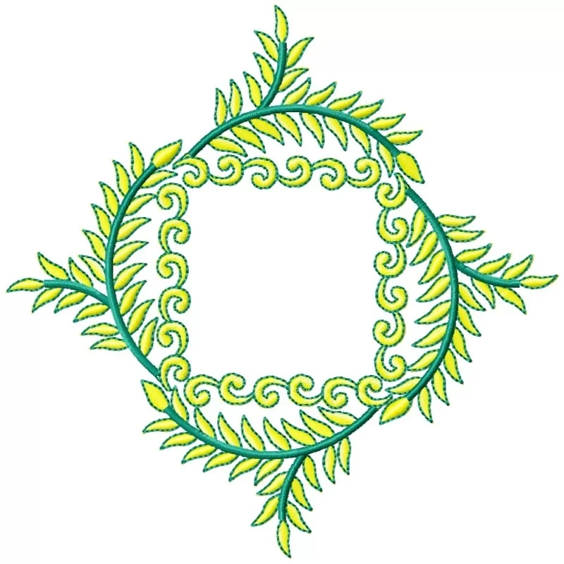 Beautiful Floral Leaves Frame Embroidery Design