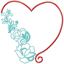 Beautiful Heart Outline Machine Embroidery