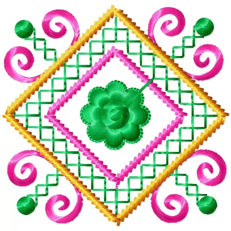 Beautiful Motif Filled Shape Embroidery Design