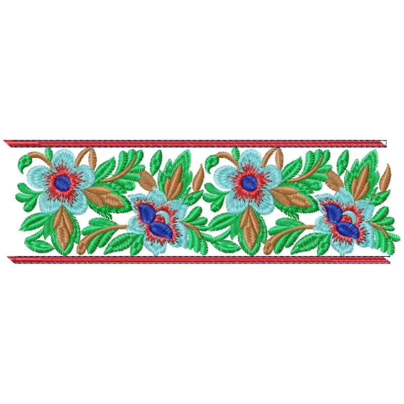 Big Flowers Embroidery Border Design