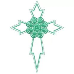 Christian Cross With Flora Embroidery Design