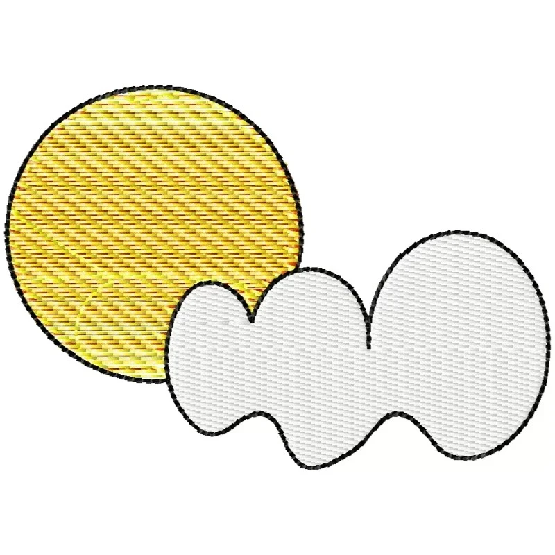 Cloudy Sun Embroidery Design