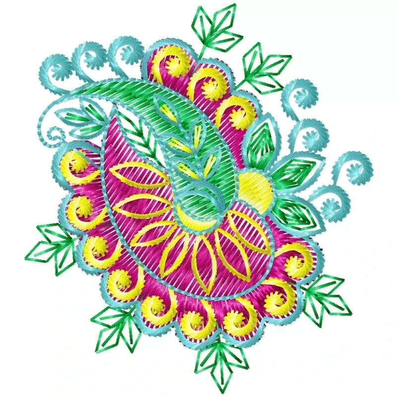 Colorful Floral Machine Embroidery Pattern