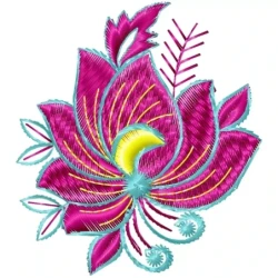 Colorful Lotus Like Embroidery Design
