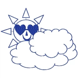 Cool Sun And Cloud Outline Embroidery Design