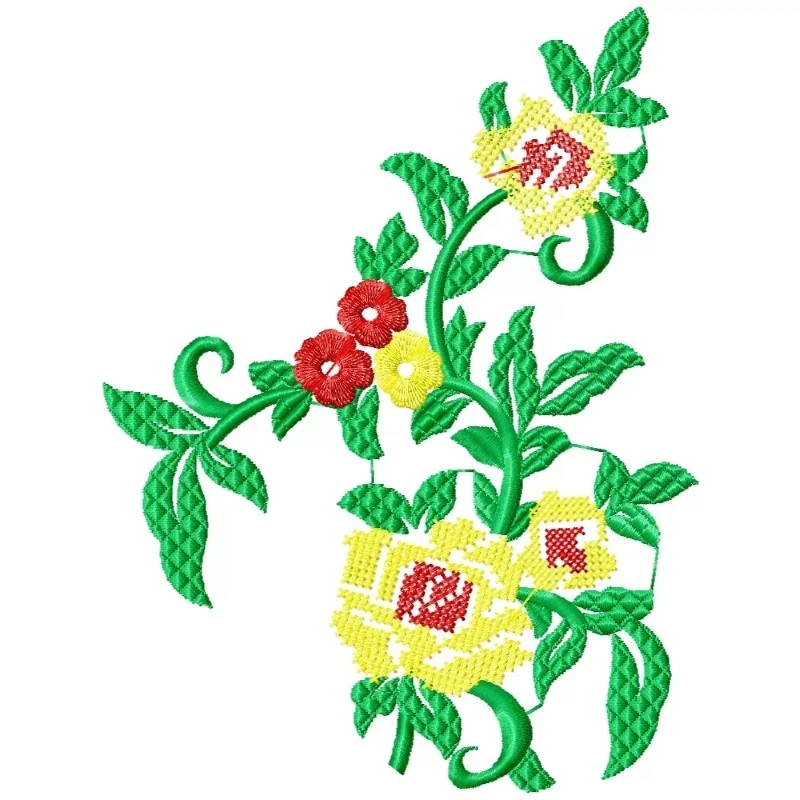 Cross Stitches Flower Flora Embroidery Design 5X7