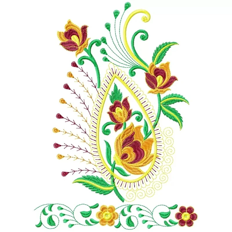 Floral Embroidery Large Design Pattern From India