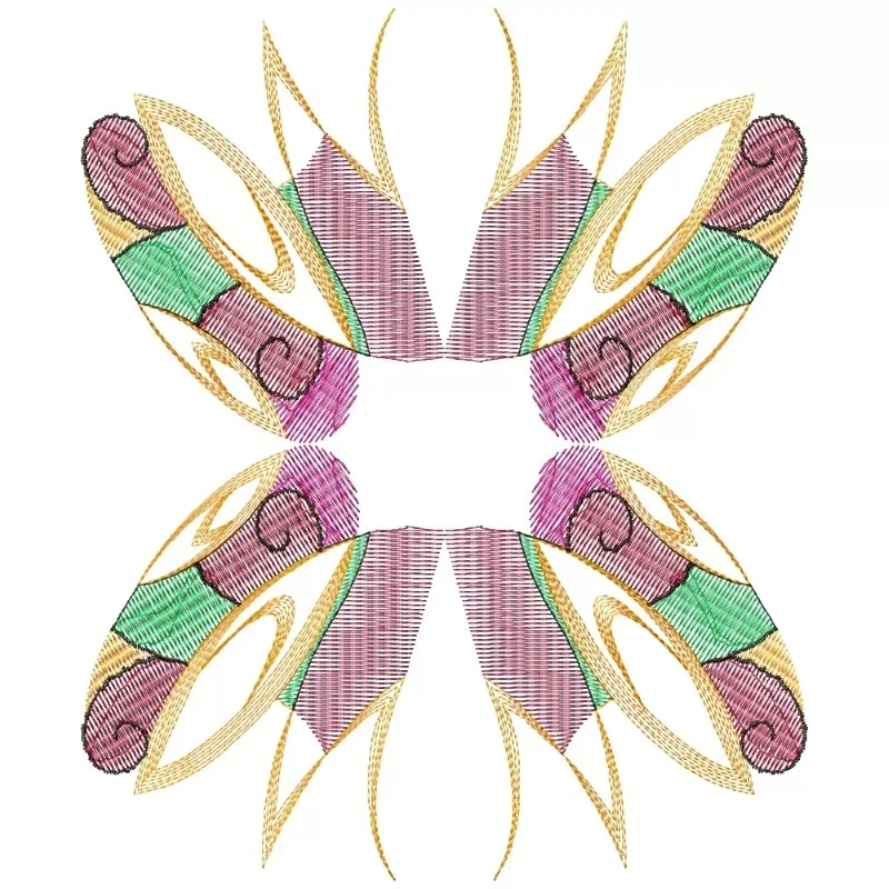 Floral Insect Like Embroidery Design