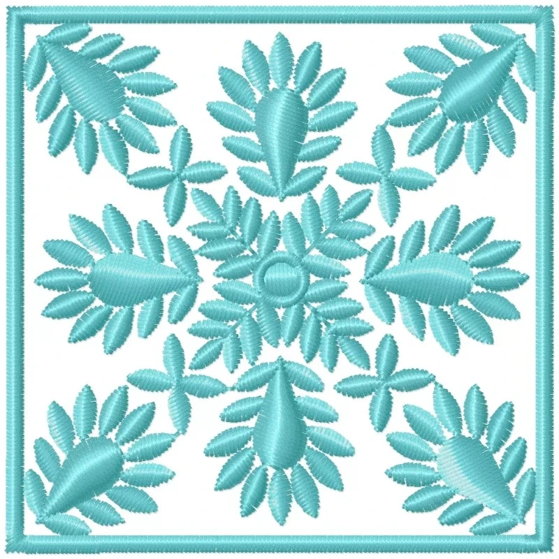 Floral Square Block Embroidery Design
