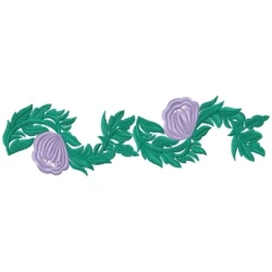 Flower And Leaves Machine Embroidery Border Design