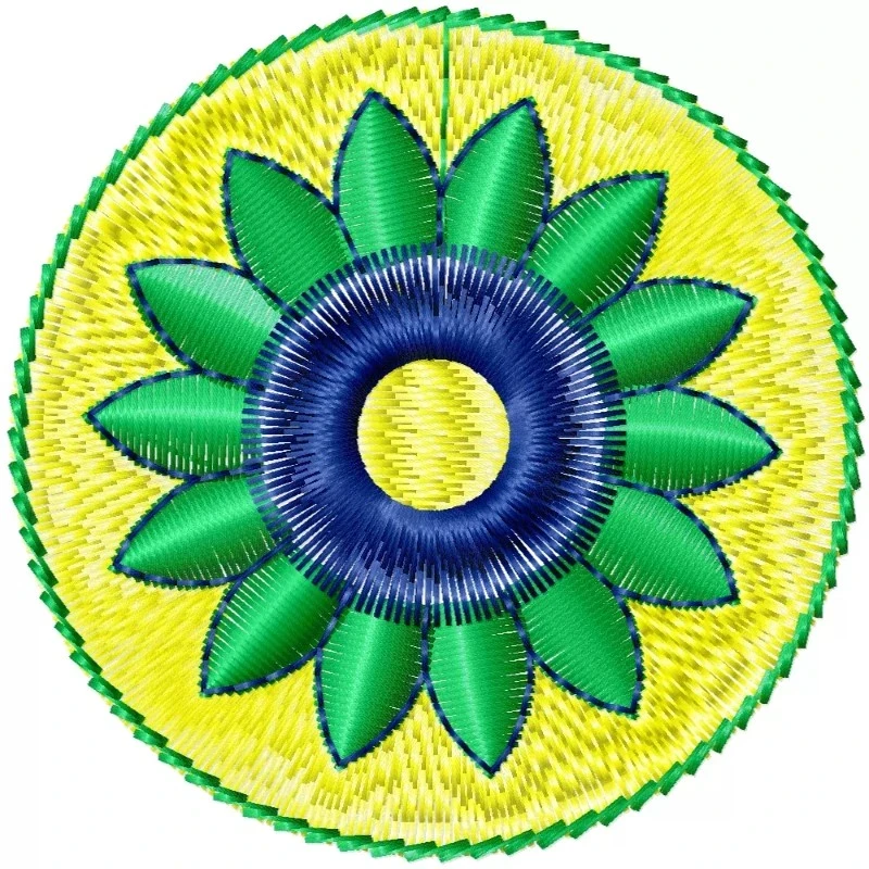 Flower In Circle Embroidery Design