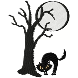 Halloween Cat Embroidery Design