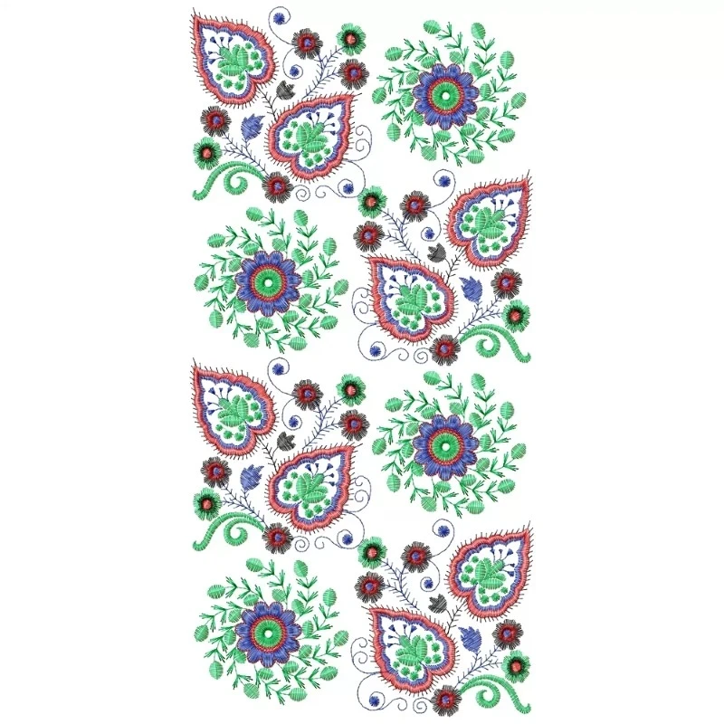 Heart Allover Floral Machine Embroidery Design Pattern