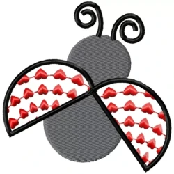 Heart Filled Flying  Ladybug Embroidery Design