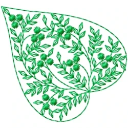 Heart Leaf Embroidery Design