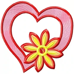 Heart Outline Floral Embroidery Design