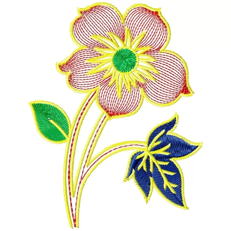 Hibiscus Flower Machine Embroidery Design 5x7