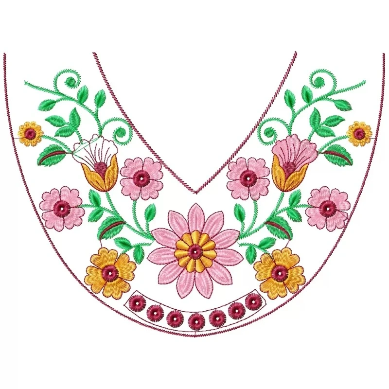 Indian Floral Neckline Pattern Design