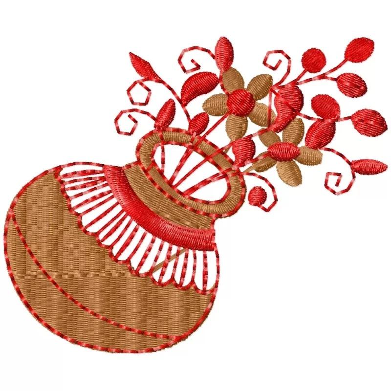 Indian Flower Pot Embroidery Design