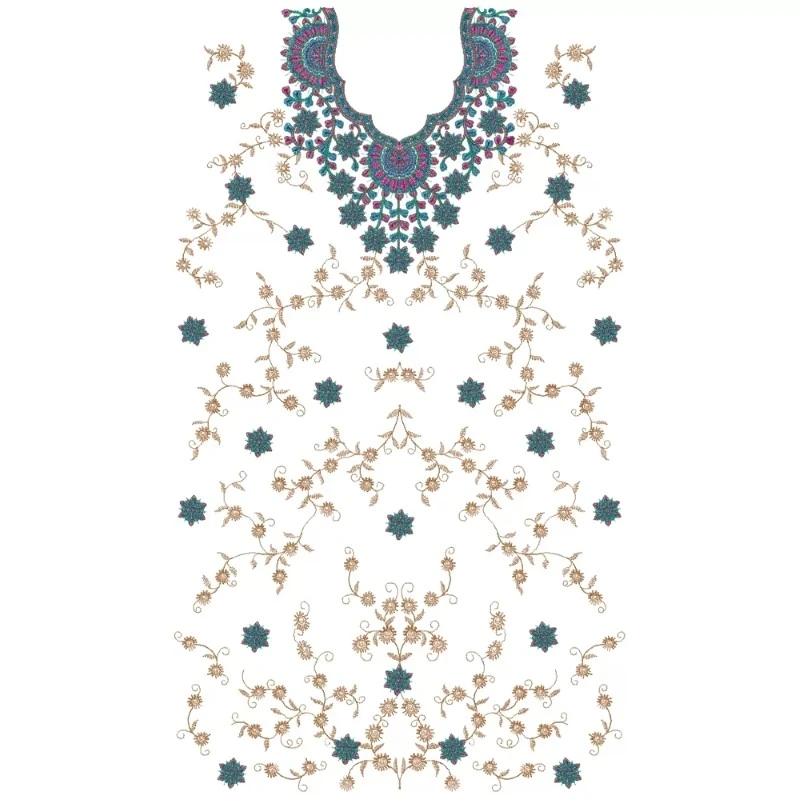 Indian Full Embroidery Pattern For Dress