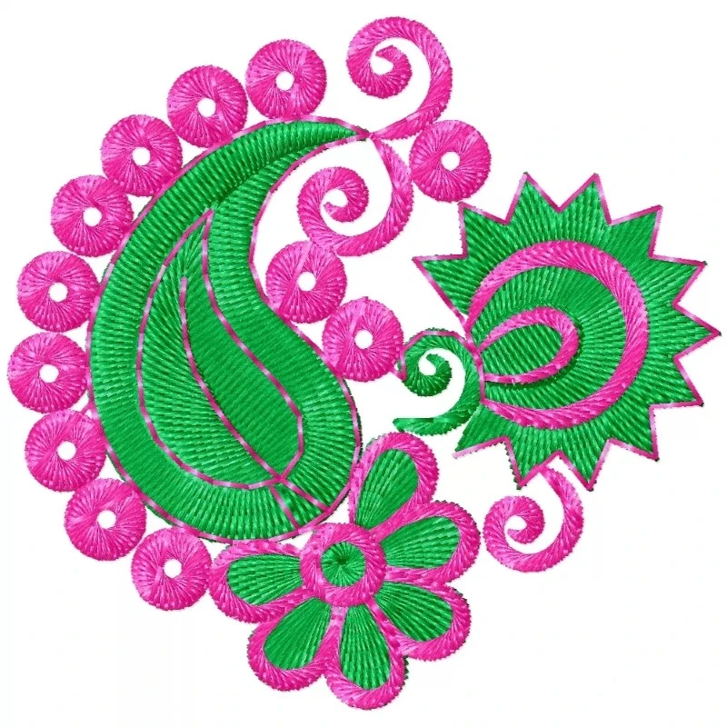 Indian Paisley Floral Embroidery Design