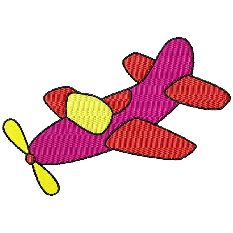 Kids Colorful Plane Embroidery Design