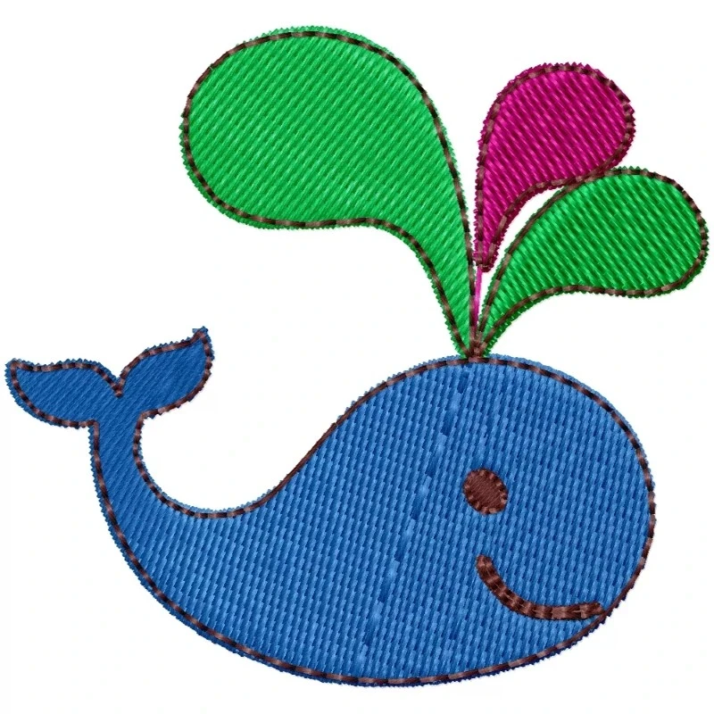 Kids Colourful Whale Embroidery Designs