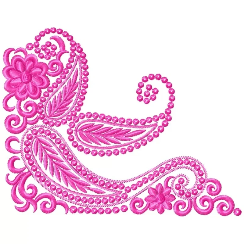 Large 10x10 Corner Paisley Embroidery Design