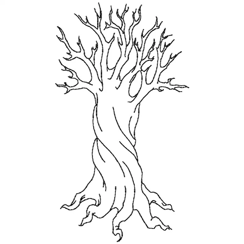 Large Tree Outline Embroidery Design