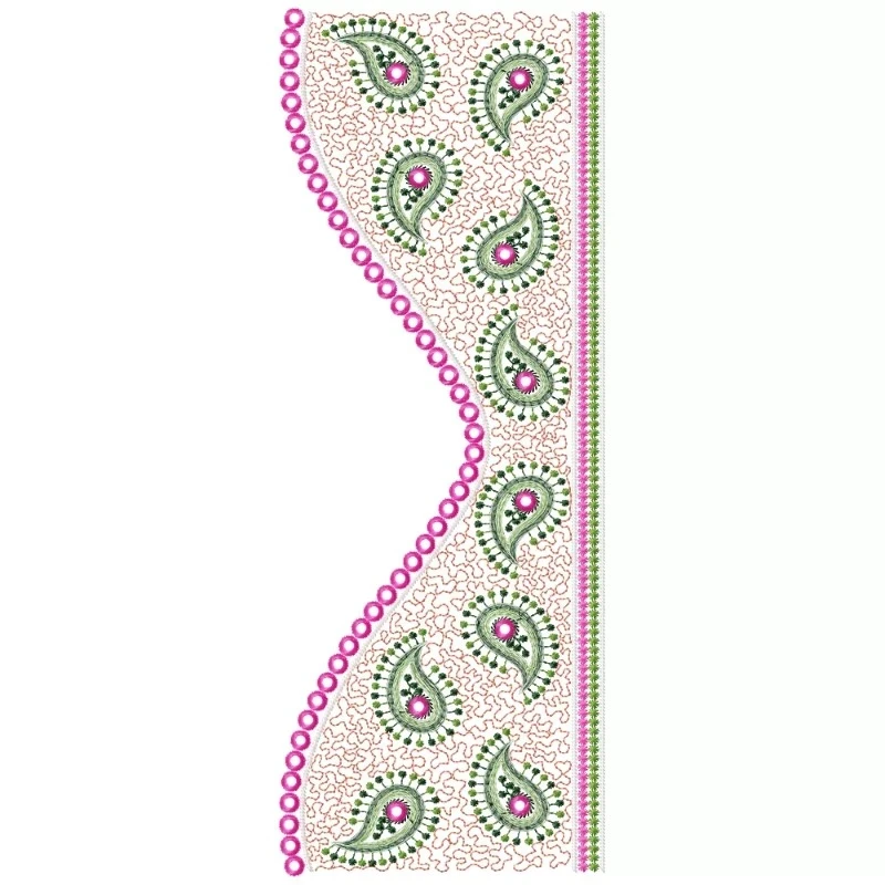 Large Wave Neckline Embroidery Design