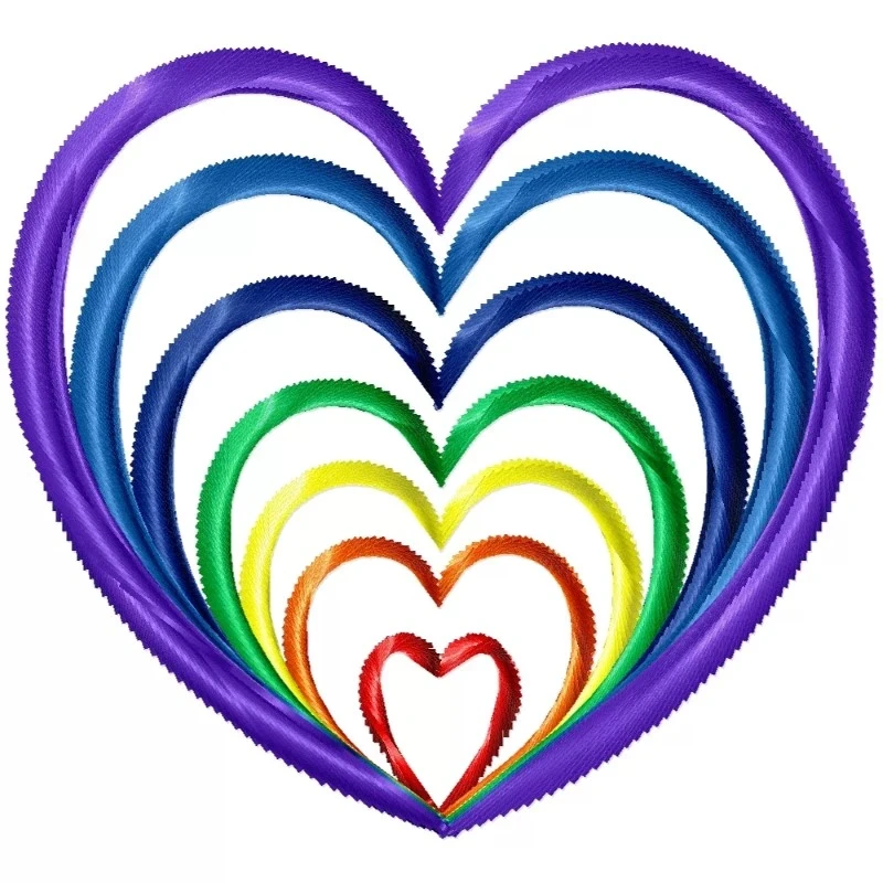 Rainbow Hearts Embroidery Design