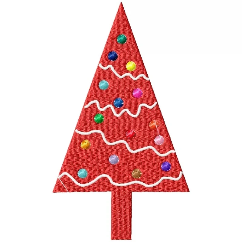 Red Christmas Tree Machine Embroidery Design