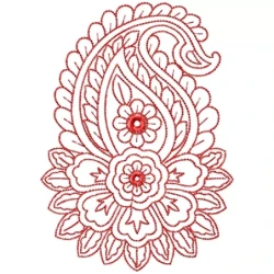 RedWork Paisley Outline Embroidery Design