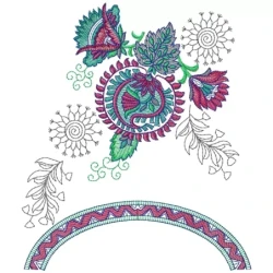 Sequin Indian Neckline Embroidery Design Pattern