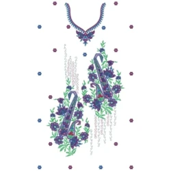 Sequin Neckline Full Embroidery Dress Design