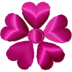 Single Color Heart Flower Embroidery Design