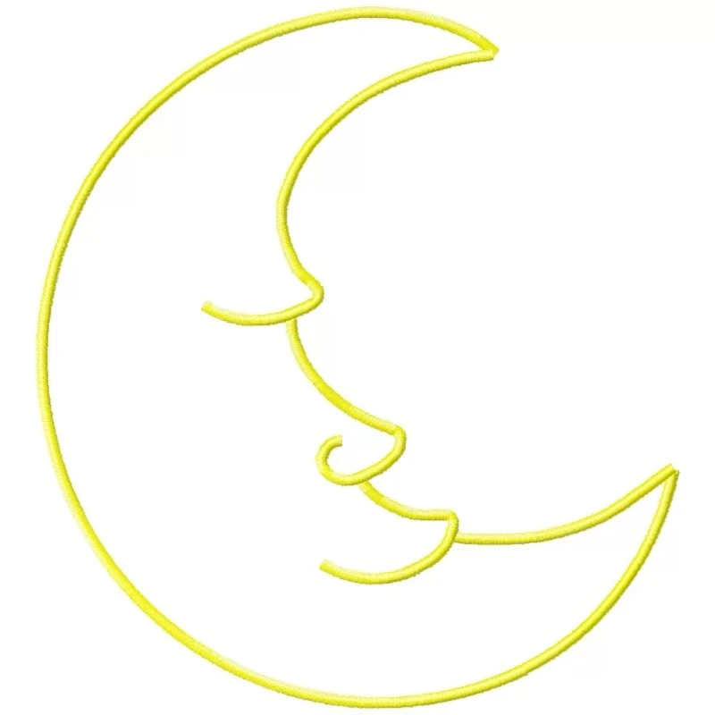 Sleeping Outline Moon Embroidery Design