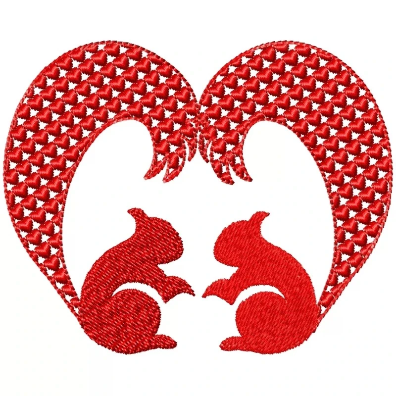 Squirrels In Love Machine Embroidery Design_Embroideryshristi
