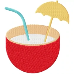 Summer Coconut Water Beach Embroidery Design