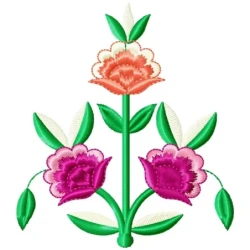 Three Colorful Flowers Embroidery Design