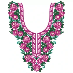 Traditional Indian Floral Neckline Embroidery Pattern