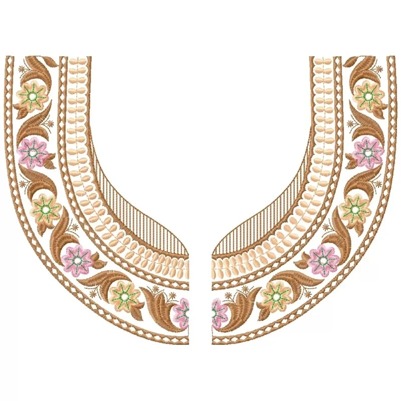 Traditional U Shaped Indian Neckline Embroidery Design